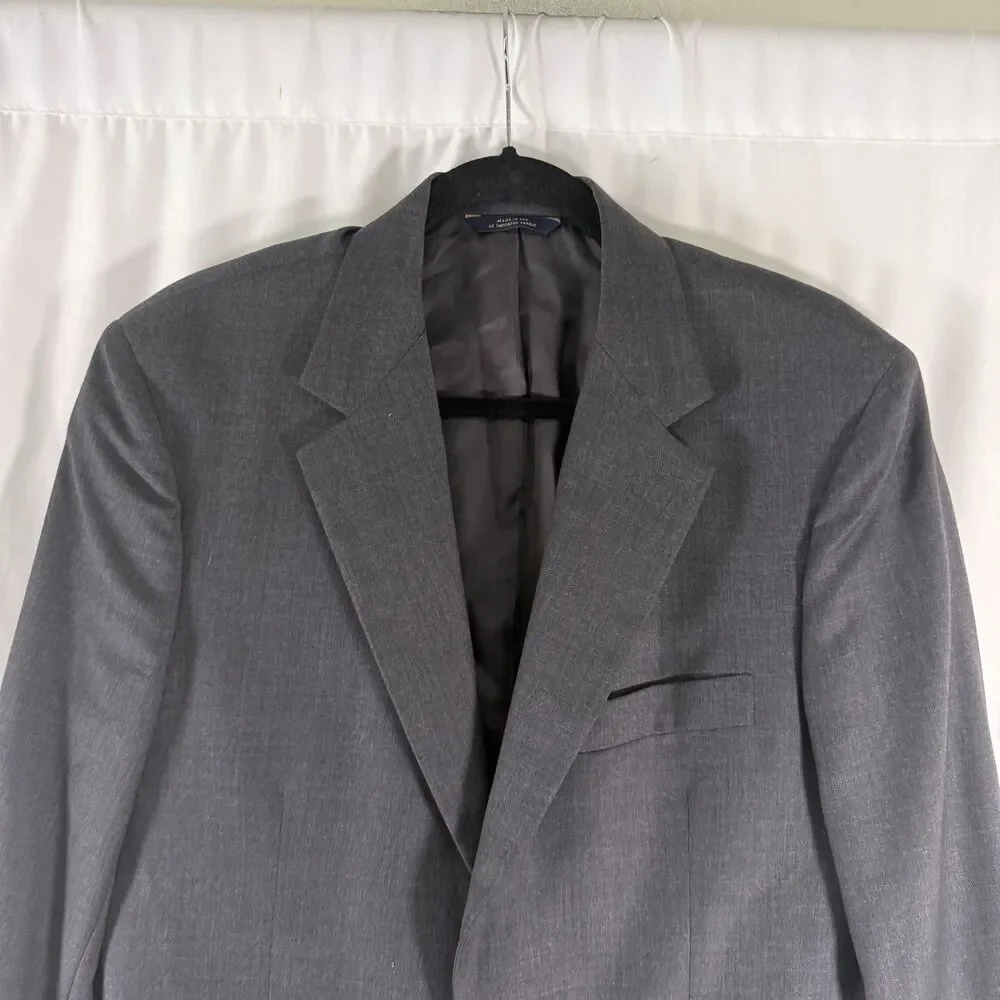 Brooks Brothers 100% Wool Blazer Men's 39 Grey 2 Button Front Inner Pockets